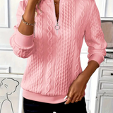 Cable Knit Zip Neck Pullover Sweater