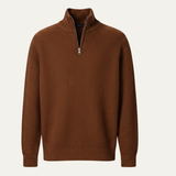 Men's Quarter-Zip Ribbed Knit Casual Sweater