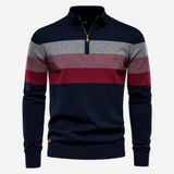 Men's Striped Quarter Zip Knit Sweater