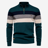 Men's Striped Quarter Zip Knit Sweater