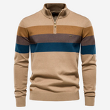 Men's Striped Quarter Zip Knit Sweater