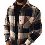 Men's Plaid Button Front Overshirt Jacket