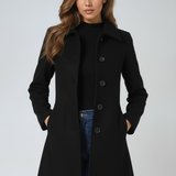 Women's Tailored Longline Single-Breasted Collared Coat