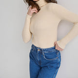 Women's Fitted Ribbed Turtleneck Knit Sweater