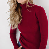 Women's Fitted Ribbed Turtleneck Knit Sweater