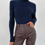 Women's Fitted Ribbed Turtleneck Knit Sweater