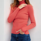 Women's Fitted Ribbed Turtleneck Knit Sweater