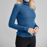 Women's Fitted Ribbed Turtleneck Knit Sweater