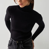 Women's Fitted Ribbed Turtleneck Knit Sweater