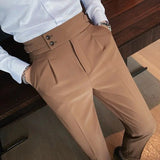 Men's Slim Fit Pleated Dress Trousers