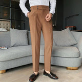Men's Slim Fit Pleated Dress Trousers