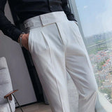 Men's Slim Fit Pleated Dress Trousers
