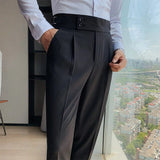 Men's Slim Fit Pleated Dress Trousers