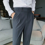 Men's Slim Fit Pleated Dress Trousers