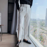 Men's Slim Fit Pleated Dress Trousers