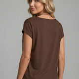 Women's Satin Cowl Neck Cap Sleeve Top