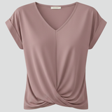 Women's Twist-Front V-Neck Short Sleeve Top