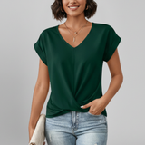 Women's Twist-Front V-Neck Short Sleeve Top