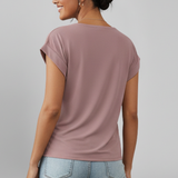 Women's Twist-Front V-Neck Short Sleeve Top
