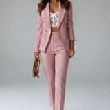 Women's Two-Piece Double-Breasted Tailored Blazer Set
