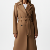Women's Double-Breasted Belted Long Trench Coat