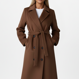 Women's Double-Breasted Belted Long Trench Coat