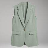 Women's Tailored Sleeveless Notched-Lapel Button Blazer