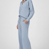 Women's Collared Top and Wide-Leg Drawstring Set