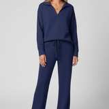 Women's Collared Top and Wide-Leg Drawstring Set