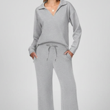 Women's Collared Top and Wide-Leg Drawstring Set