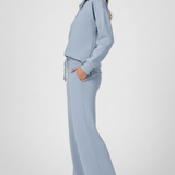 Women's Collared Top and Wide-Leg Drawstring Set