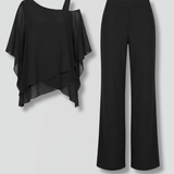 Women's Cold-Shoulder Top and Wide-Leg Pants Set
