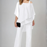 Women's Cold-Shoulder Top and Wide-Leg Pants Set