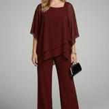 Women's Cold-Shoulder Top and Wide-Leg Pants Set