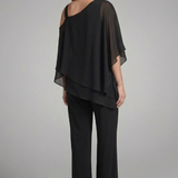 Women's Cold-Shoulder Top and Wide-Leg Pants Set