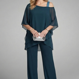 Women's Cold-Shoulder Top and Wide-Leg Pants Set