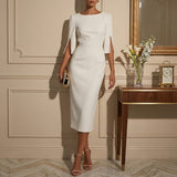 Women's Pearl-Trim Slit Sleeve Bodycon Midi Dress