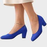 Women's Round Toe Block Heel Slip-On Pumps