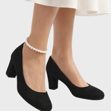 Women's Round Toe Block Heel Slip-On Pumps