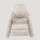 Women's Belted Hooded Full-Zip Puffer Jacket