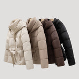 Women's Belted Hooded Full-Zip Puffer Jacket