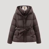 Women's Belted Hooded Full-Zip Puffer Jacket
