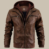 Men's Hooded Faux Leather Jacket