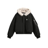 Men's Hooded Faux Fur Trim Bomber Jacket