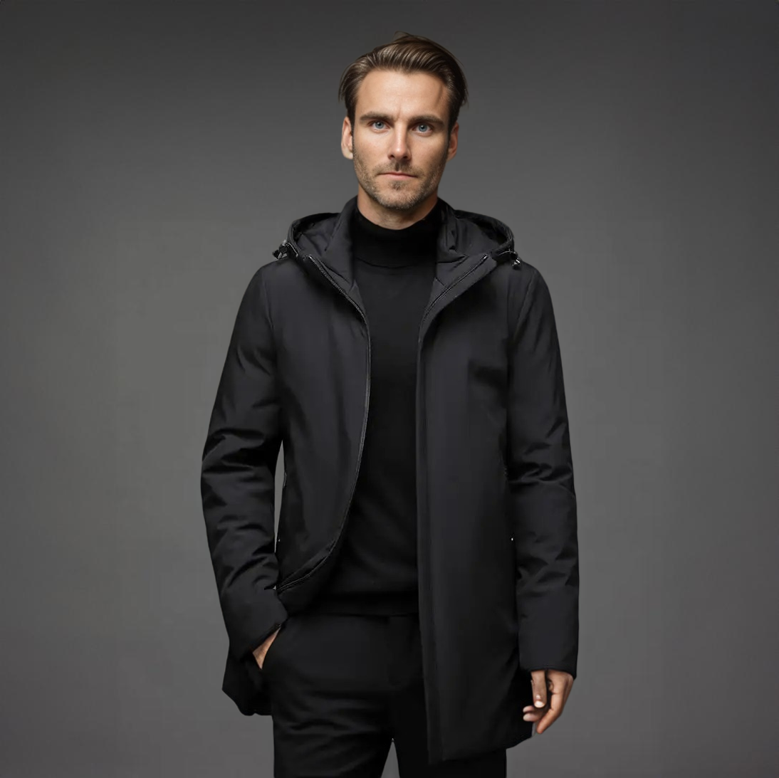 Men's Slim Fit Winter Coat with Detachable Hood