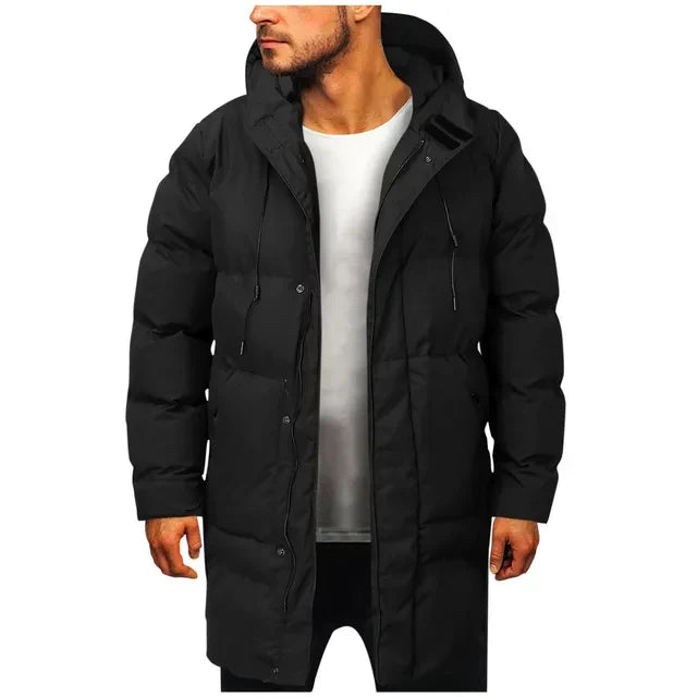 Men's Long Hooded Down Winter Jacket