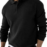 Men's Textured Knit Polo Sweater