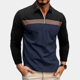 Men's Colour Block Quarter Zip Polo Sweater
