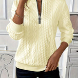 Cable Knit Zip Neck Pullover Sweater