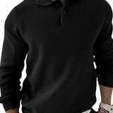 Men's Textured Knit Polo Sweater